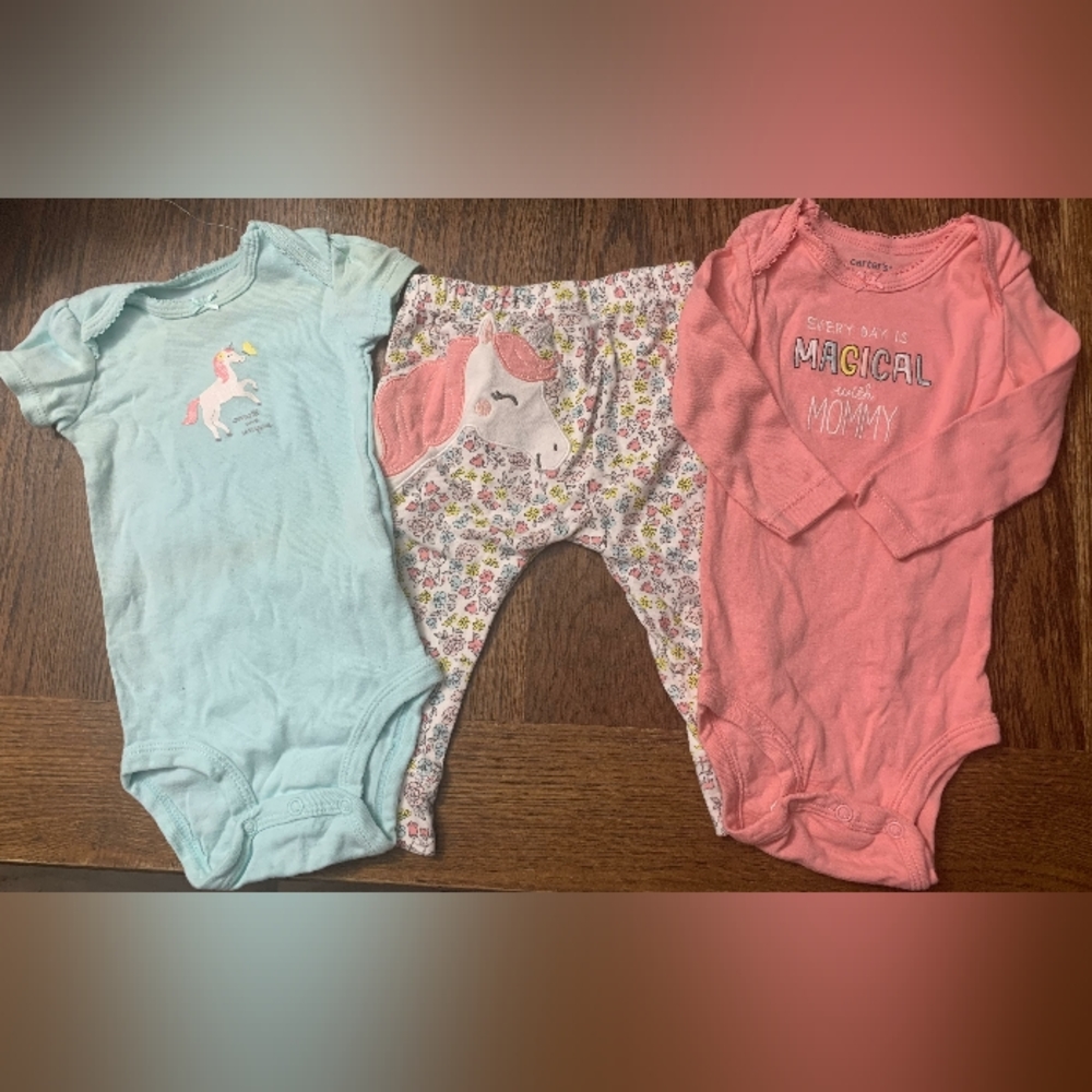NWOT‎ Carter's sz 6 month 3 piece Onesie/Pants Set